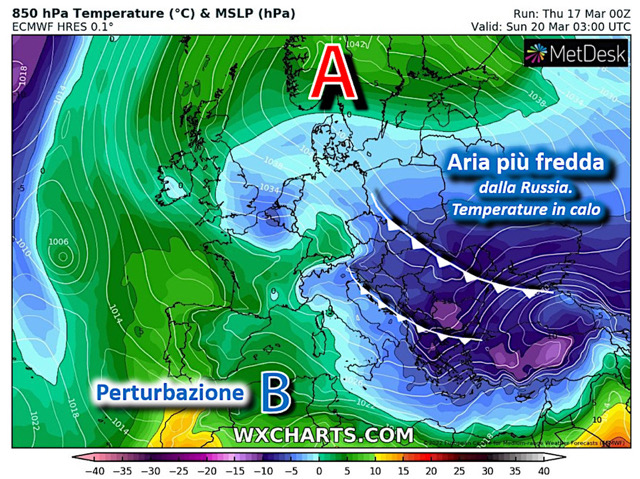 Ancora freddo dalla Russia. Possibile perturbazione al Sud e sulle due Isole Maggiori