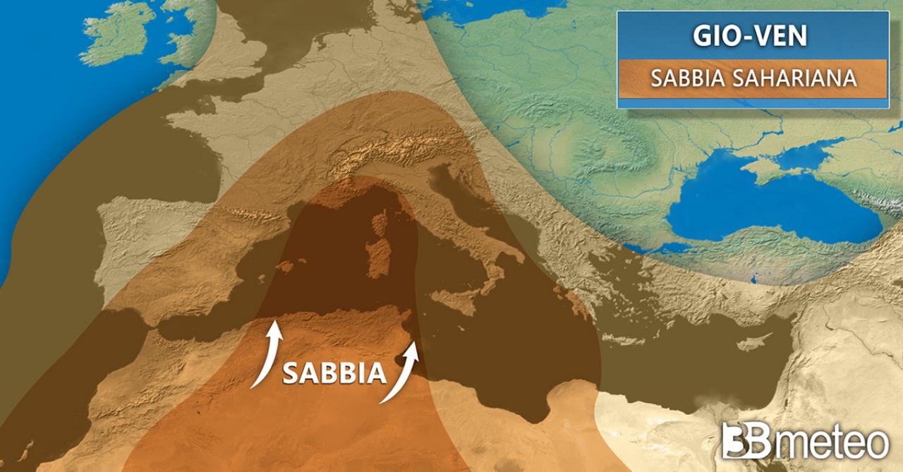 Meteo: la risalita di sabbia del deserto prevista tra giovedì e venerdì