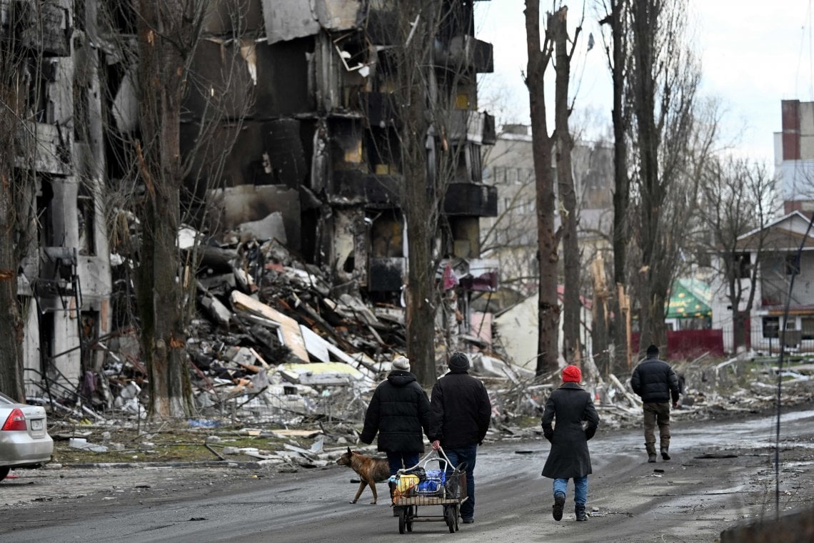 Una strada di Borodyanka, a nord ovest di Kiev