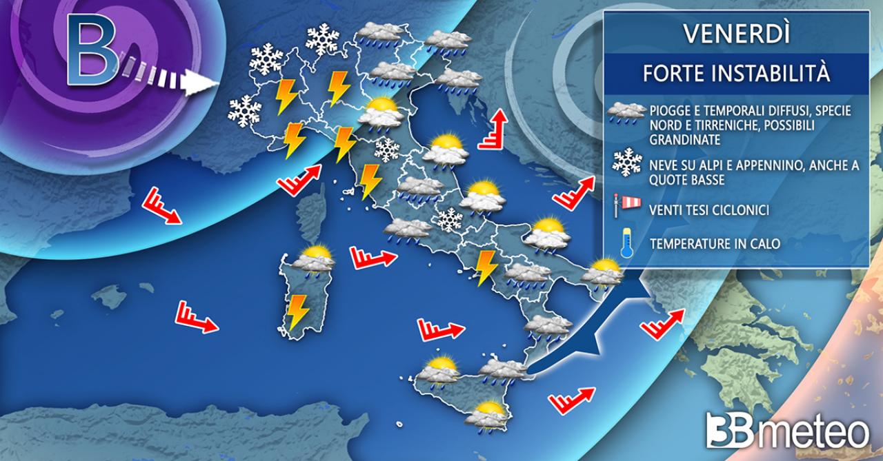 Meteo Italia venerdì