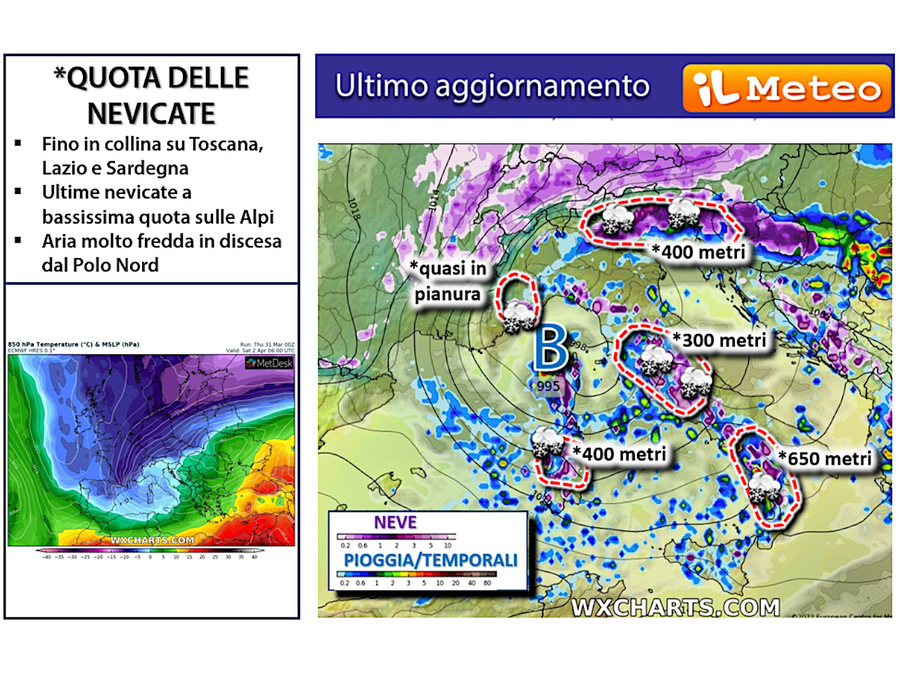 Ultimo aggiornamento sulle nevicate attese nei prossimi giorni